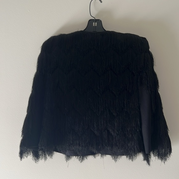 Black Fringe BCBG Crop Jacket, Size M - Picture 5 of 7